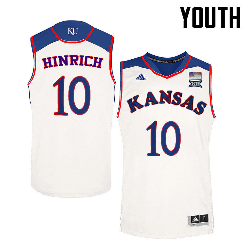Youth Kansas Jayhawks #10 Kirk Hinrich College Basketball Jerseys-White - Click Image to Close